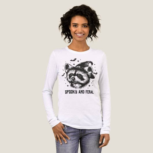 Raccoon Spooky and Feral Halloween witch Tri-Blend Shirt (Vorderseite voll)