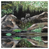 Raccoon Spring Escape Fabric Stoff (Nahaufnahme)