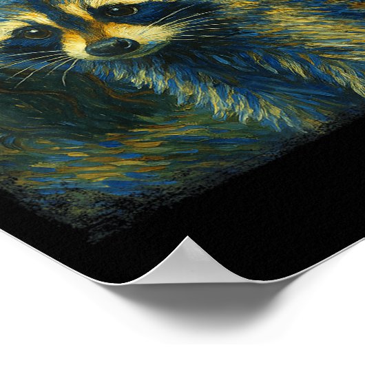Raccoon Starry Night Van Gogh Post-Impressionist N Poster (Ecke)