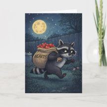 Raccoon Stealing Hearts sweet valentines