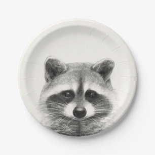 Raccoon-Stift Zeichne Pappteller