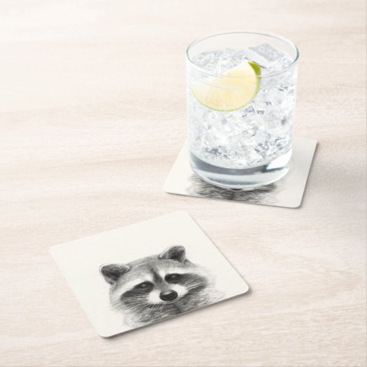 Raccoon-Stift Zeichne Rechteckiger Pappuntersetzer (Vor Ort)