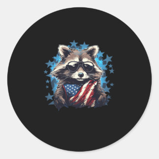 Raccoon stolz US Flag Trash Panda Lover Runder Aufkleber