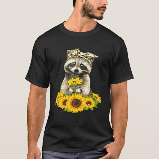 Raccoon Sunflower Raccoon T-Shirt (Vorderseite)