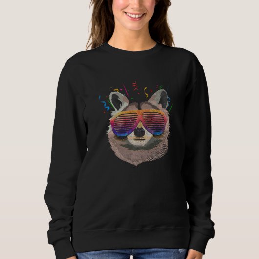 Raccoon Sunglasses Trash Panda Party Animal Funny Sweatshirt (Vorderseite)