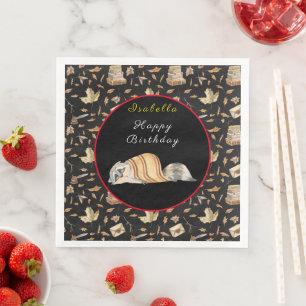 Raccoon Sweet Fall Anpassen von Text und Farbe Serviette