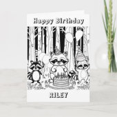 Raccoon Themed Happy Geburtstag Personalisiert Karte (Vorderseite)