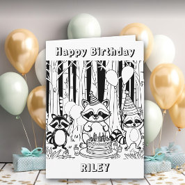 Raccoon Themed Happy Geburtstag Personalisiert Karte