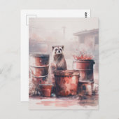 Raccoon thrives in den Ruinen Postkarte (Vorne/Hinten)
