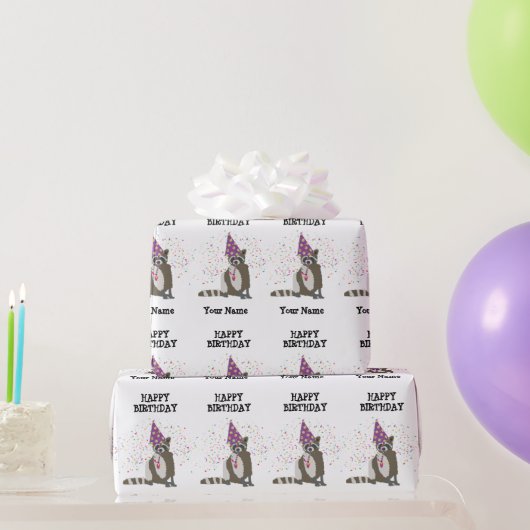 Raccoon - Tiere mit einem Party Jungen Mädchen Nam Geschenkpapier (Partygeschenke)