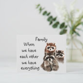 Raccoon-Tiere mit Inspirationsquelle Postkarte (Stehend Vorderseite)