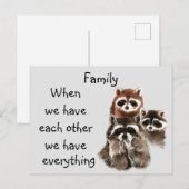 Raccoon-Tiere mit Inspirationsquelle Postkarte (Vorne/Hinten)