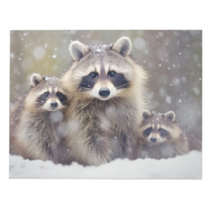 Raccoon Tierfamilie Wandern Natur Notizblock