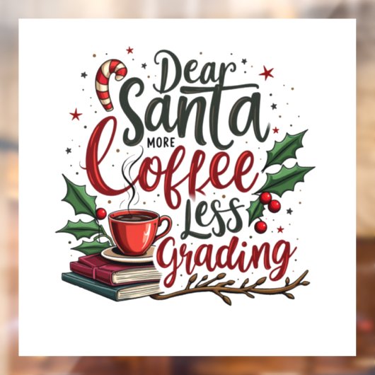 Raccoon Tragen von Weihnachtsmannmütze und Weihnac Fensteraufkleber (Blatt 2)