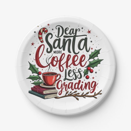 Raccoon Tragen von Weihnachtsmannmütze und Weihnac Pappteller (Vorderseite)