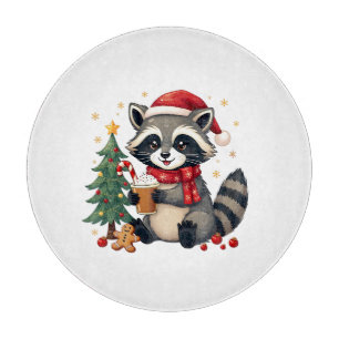 Raccoon Tragen Weihnachtsmannmütze für Weihnachtsf Schneidebrett