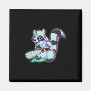 Raccoon Trash Panda Beängstigend Vaporwave 80er An Magnet
