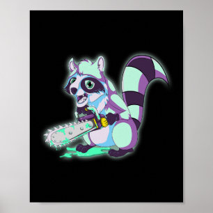 Raccoon Trash Panda Beängstigend Vaporwave 80er An Poster