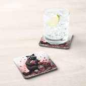 Raccoon Trash Poesie Valentinstag Getränkeuntersetzer (Rechte Seite)