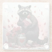 Raccoon Trash Poesie Valentinstag Glasuntersetzer (Rückseite)