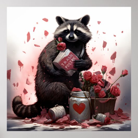 Raccoon Trash Poesie Valentinstag Poster (Vorne)
