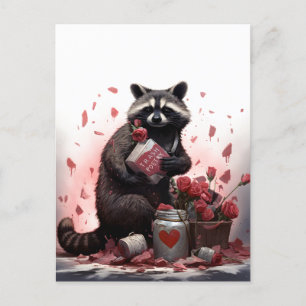 Raccoon Trash Poesie Valentinstag Postkarte