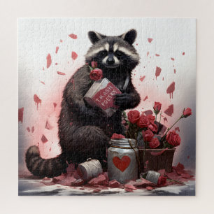 Raccoon Trash Poesie Valentinstag Puzzle