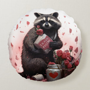 Raccoon Trash Poesie Valentinstag Rundes Kissen