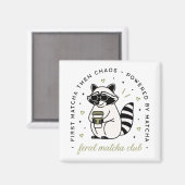 Raccoon trinken Matcha Klub lustig kawaii Tier Magnet (Vorderseite/Rückseite)