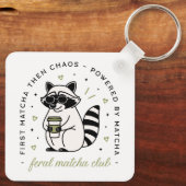 Raccoon trinken Matcha Klub lustig kawaii Tier Schlüsselanhänger (Rückseite)