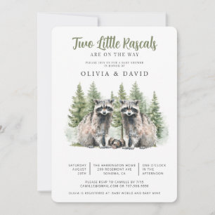 Raccoon Twins Baby Dusche Einladung