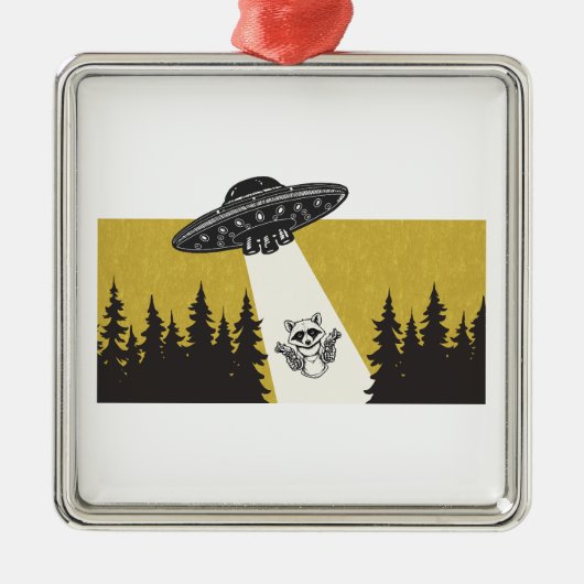Raccoon UFO Ornament Aus Metall (Vorne)