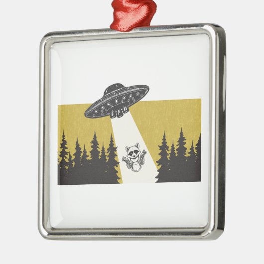 Raccoon UFO Ornament Aus Metall (Links)