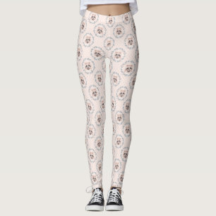 Raccoon und Blumenkranz. Farbmuster Leggings