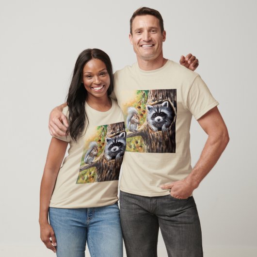 Raccoon und Eichhörnchen T-Shirt (Unisex)