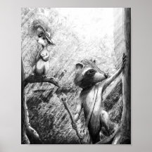 Raccoon und Eichhörnchen Wandern