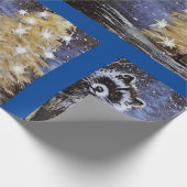 Raccoon und Golden Christmas Tree Wrapping Paper Geschenkpapier (Ecke)