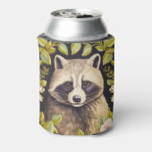 Raccoon und grüne Blätter inspiriert William Morri Dosenkühler (Kanne Rückseite)