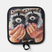 Raccoon und Helping Handtaschenhalter Topflappen (Vorderseite)