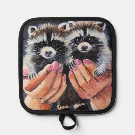 Raccoon und Helping Handtaschenhalter Topflappen