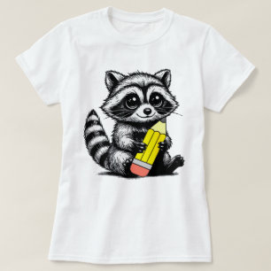 Raccoon und Pencil Niedlich Raccoon Lehrer Lover T-Shirt