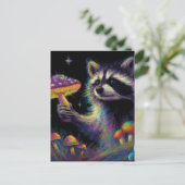Raccoon und Pilze Postkarte (Stehend Vorderseite)