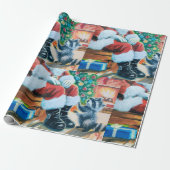 Raccoon und Weihnachtsverpackungspapier Geschenkpapier (Ungerollt)