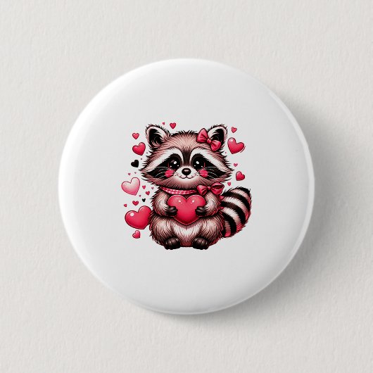 Raccoon Valentine Hearts Button (Vorderseite)