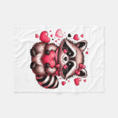 Raccoon Valentine Hearts  Fleecedecke (Vorderseite (Horizontal))