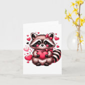 Raccoon Valentine Hearts  Karte (Gelbe Blume)