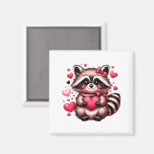 Raccoon Valentine Hearts Magnet (Vorderseite/Rückseite)