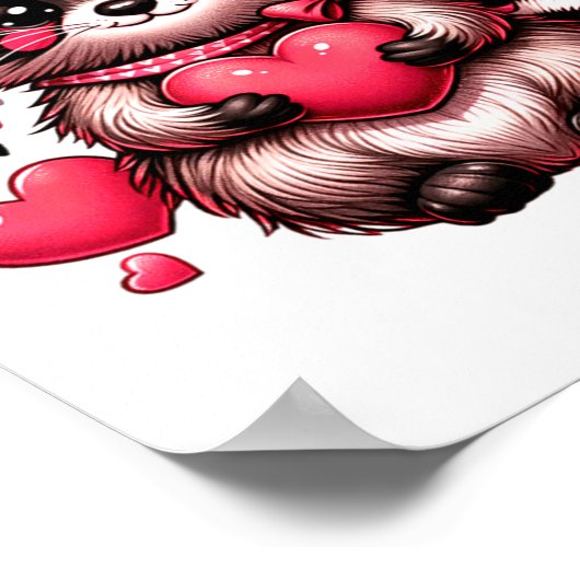 Raccoon Valentine Hearts  Poster (Ecke)