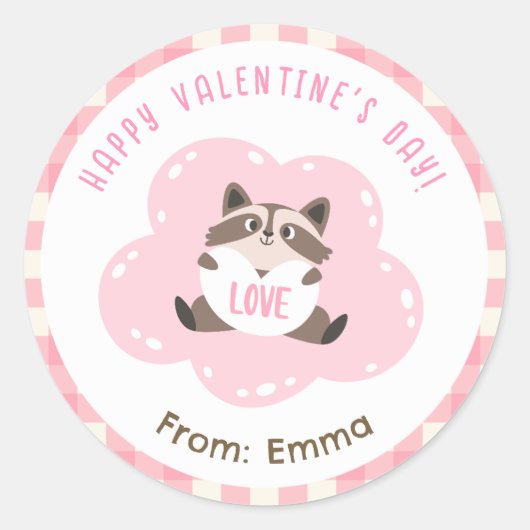 Raccoon Valentine Stickers Niedliche Personalisier (Vorderseite)