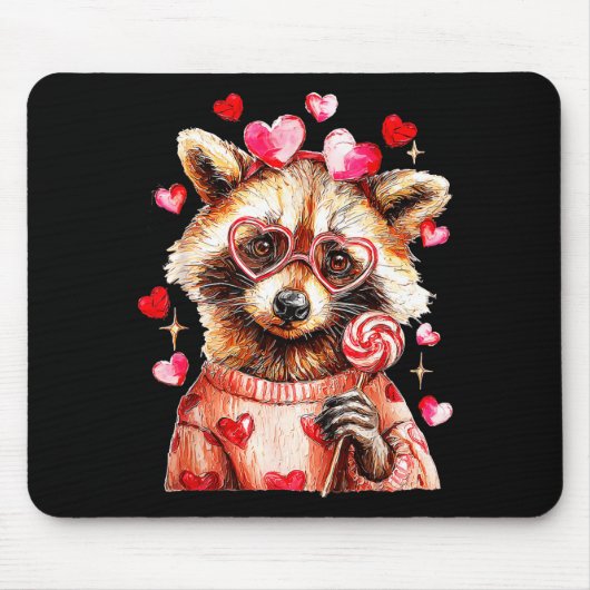 Raccoon Valentines Day Funny Feral Raccoon Love He Mousepad (Vorne)